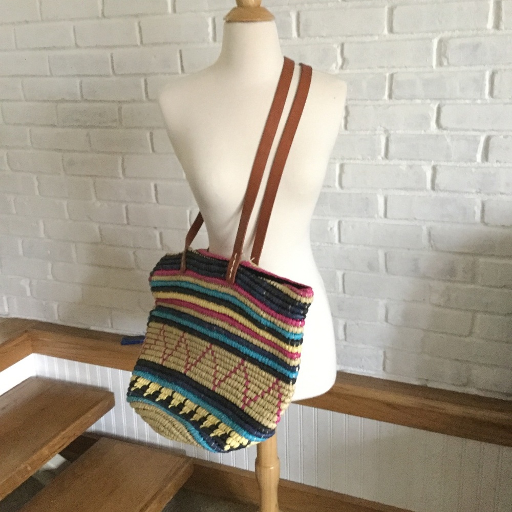 Basket weave tote/beach bag